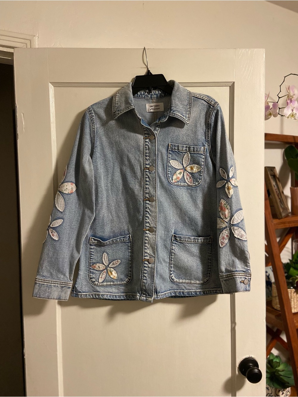 Free People x Driftwood Denim Shabby Chic Jacket Floral Patchwork Rustic Boho S - Picture 3 of 16
